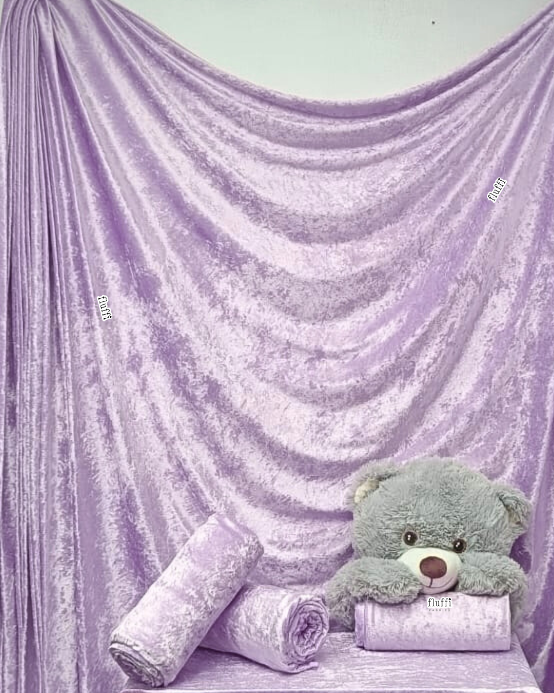 Crushed Velour Draping Decor Fabric Q156 Lilac