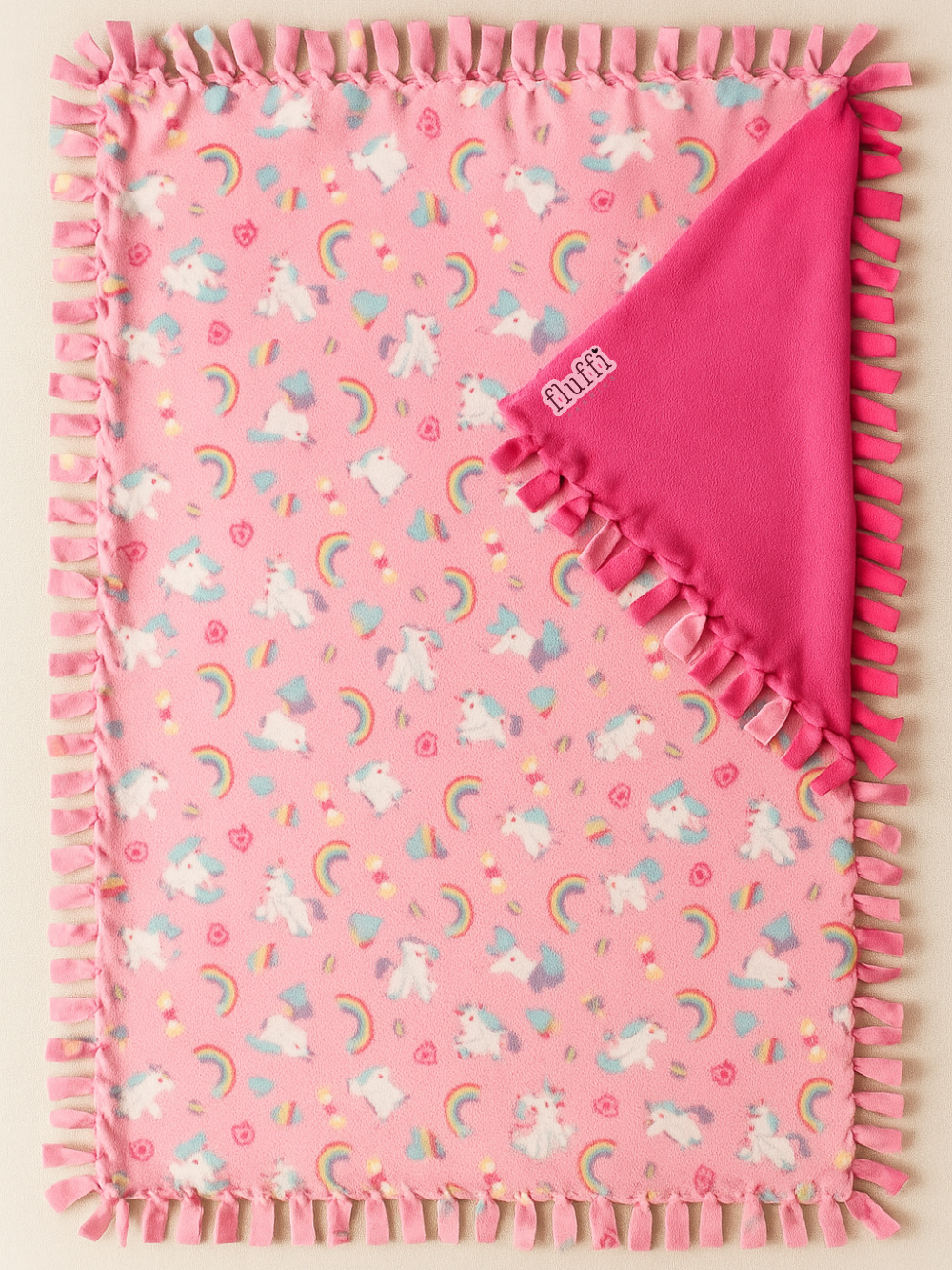 Make Your Own No Sew Blanket DIY Kit Unicorns- Baby Pink