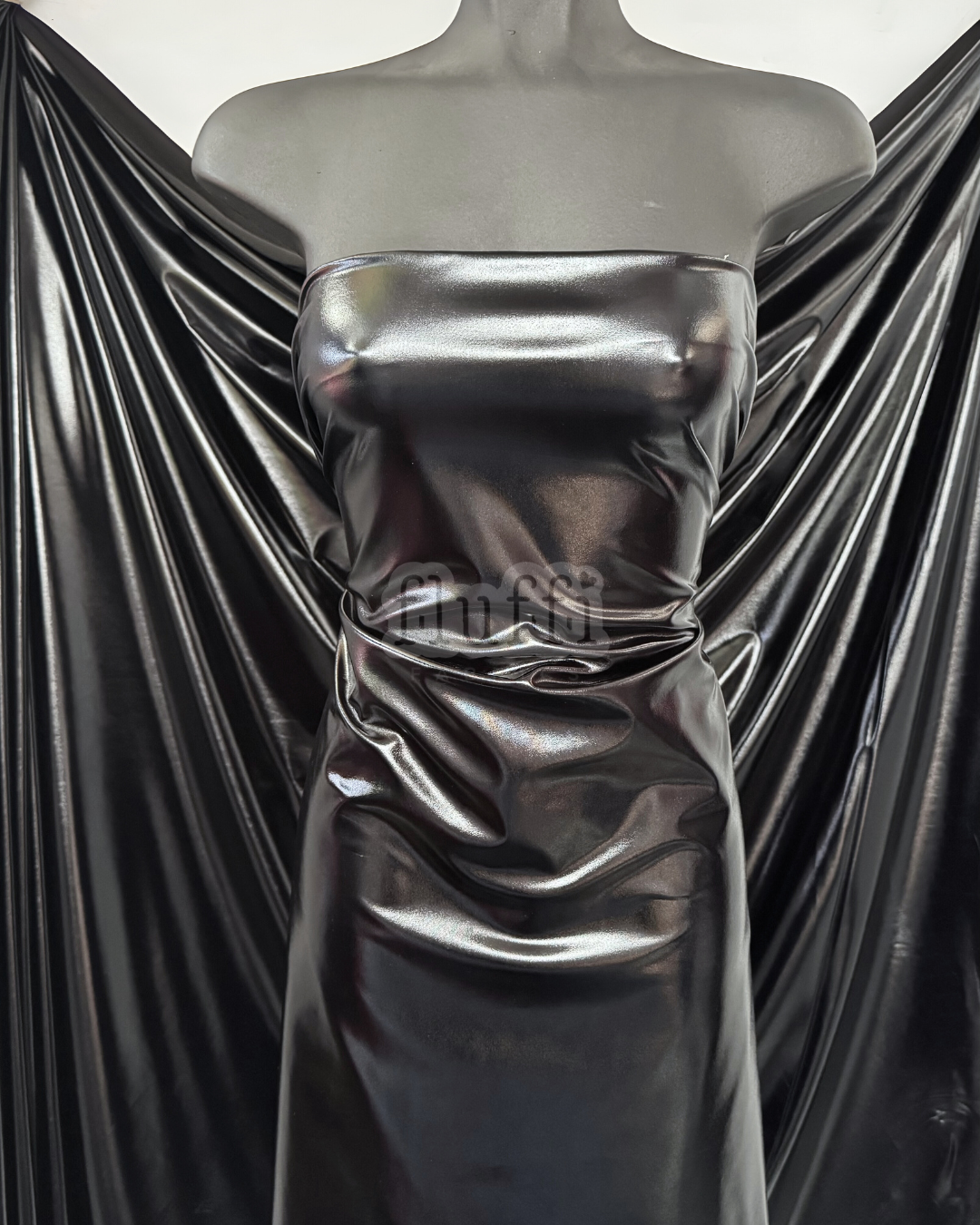 Wet Look Foil Stretch Spandex Fabric- NG253 Black