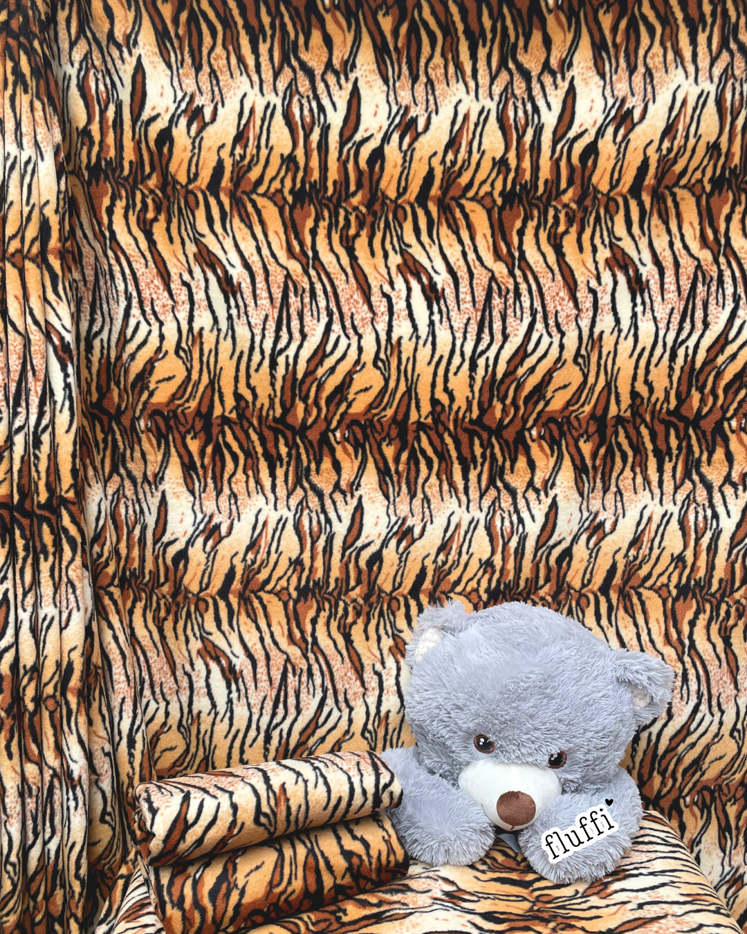 Polar Fleece Printed Anti-Pill Soft Washable Fabric - Brown Tiger