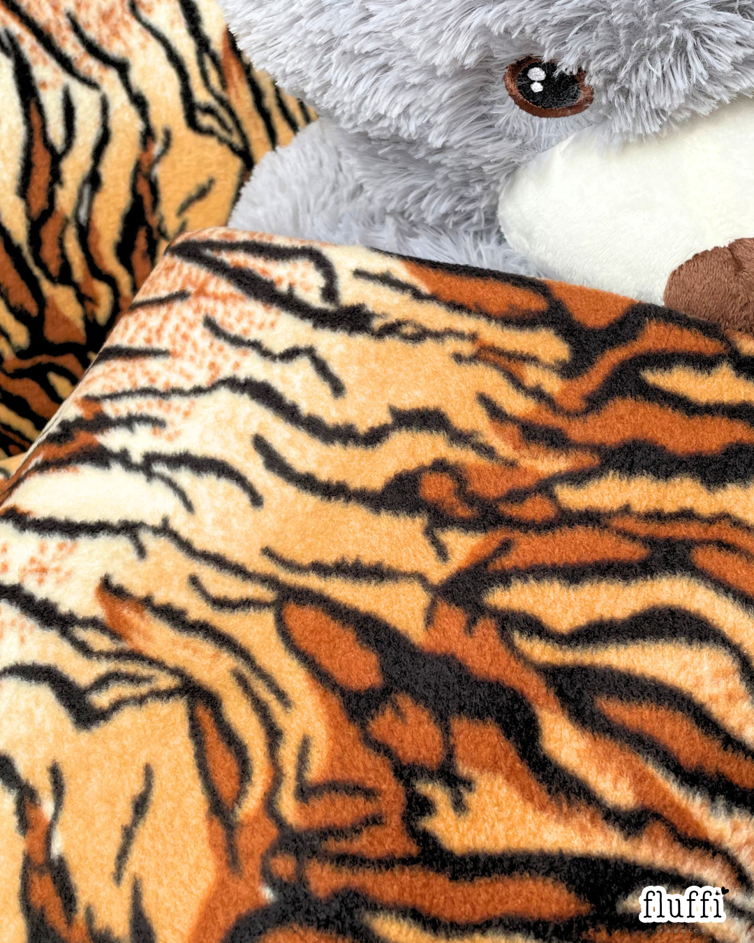 Polar Fleece Printed Anti-Pill Soft Washable Fabric - Brown Tiger