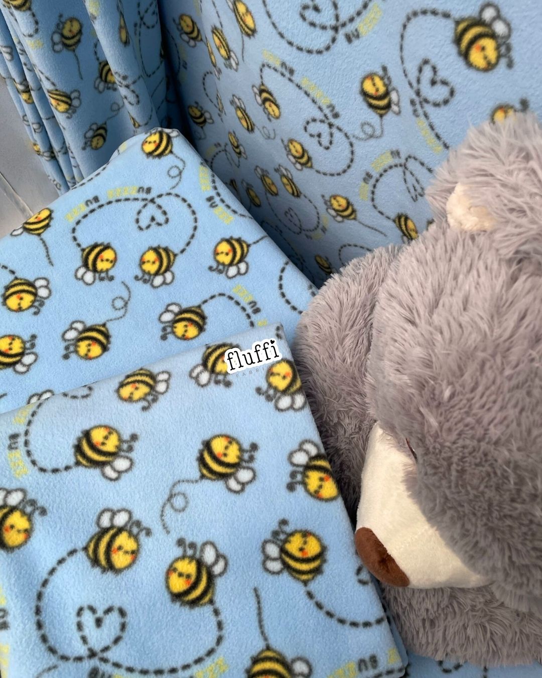 Polar Fleece Printed Anti-Pill Soft Washable Fabric - Bumble Bees