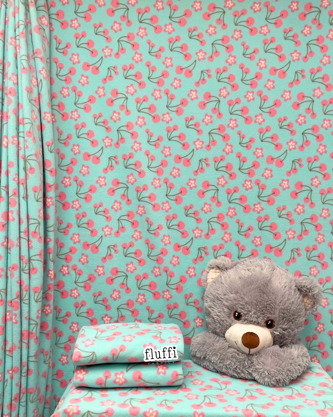 Polar Fleece Printed Anti-Pill Soft Washable Fabric - Cherry Blossoms