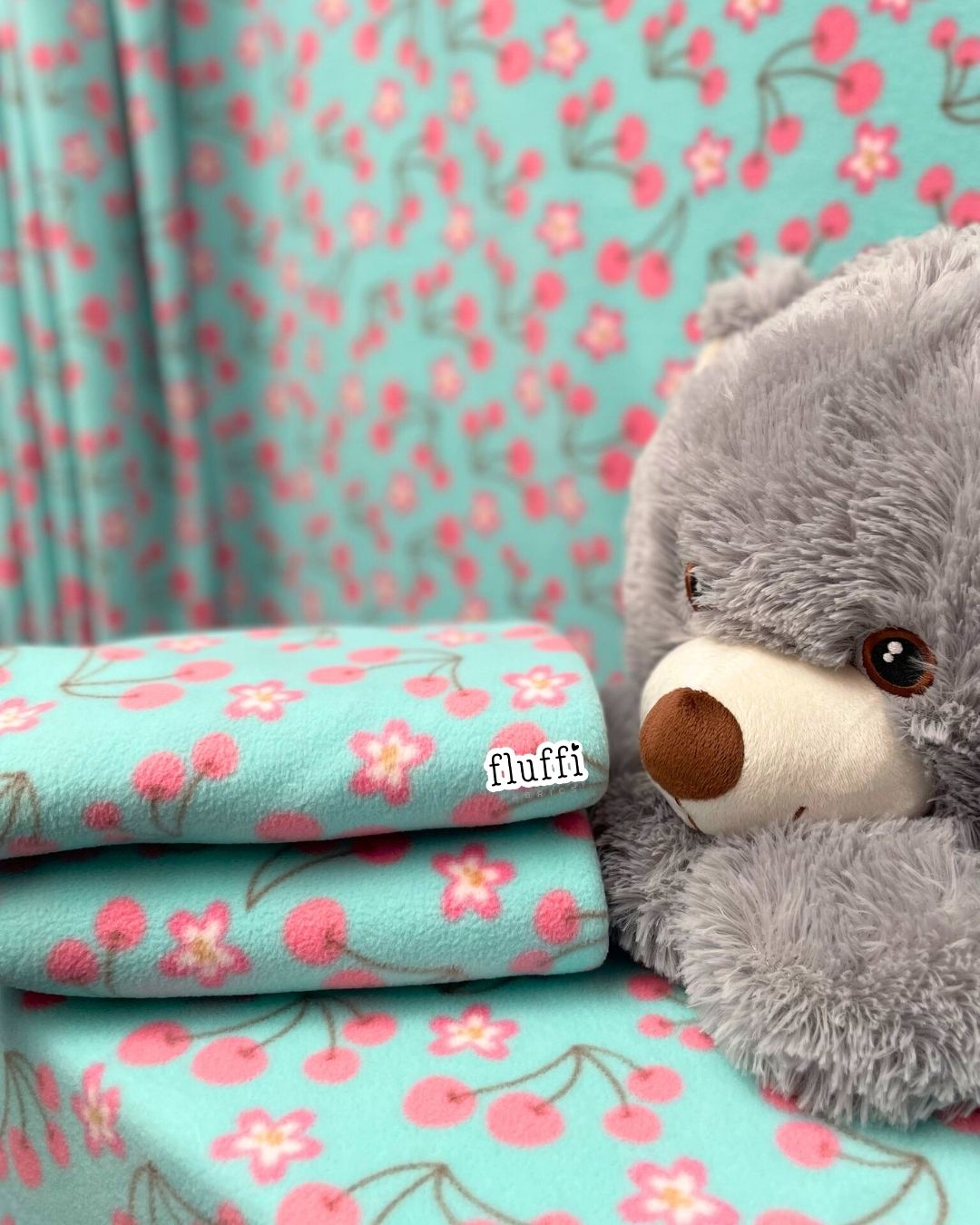 Polar Fleece Printed Anti-Pill Soft Washable Fabric - Cherry Blossoms