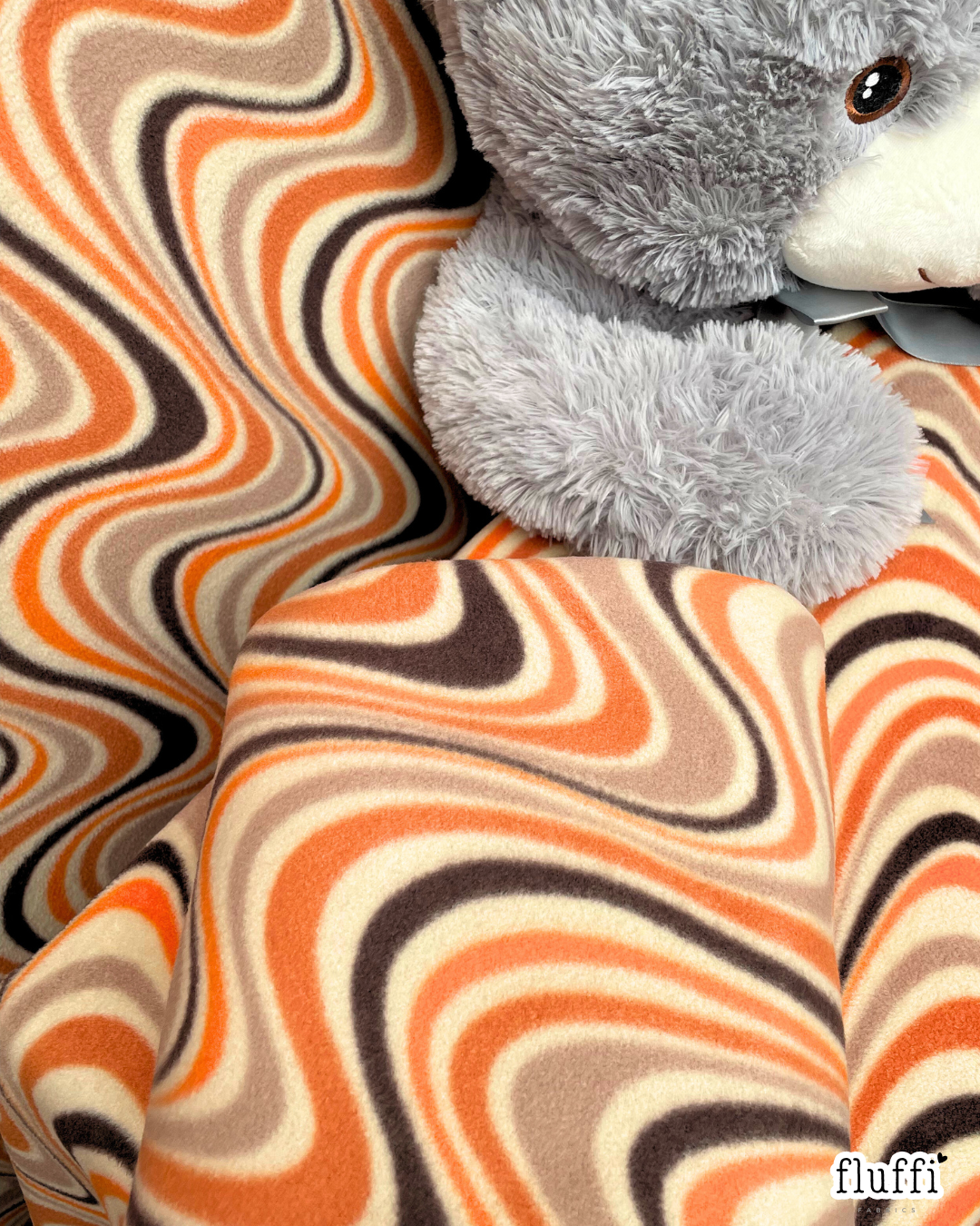 Polar Fleece Printed Anti-Pill Soft Washable Fabric - Chocolate Orange Swirl