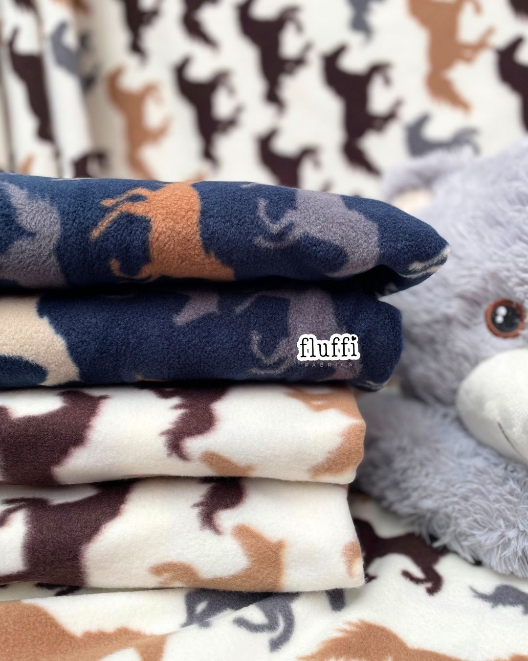 Polar Fleece Printed Anti-Pill Soft Washable Fabric - Horse Racing