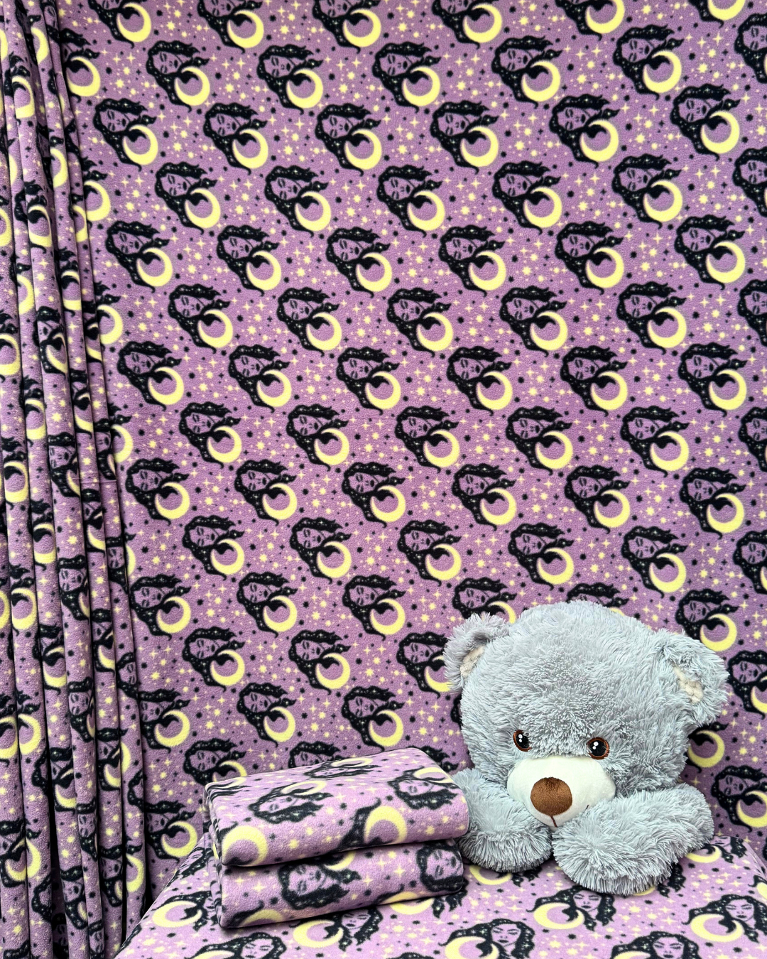 Polar Fleece Printed Anti-Pill Soft Washable Fabric- Lady Moon