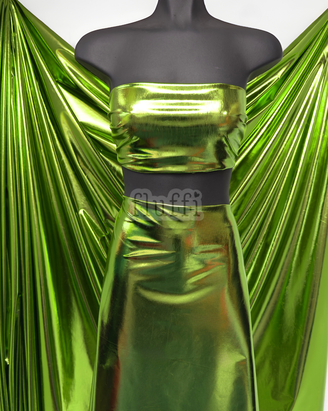 Wet Look Foil Stretch Spandex Fabric- NG253 Lime Green