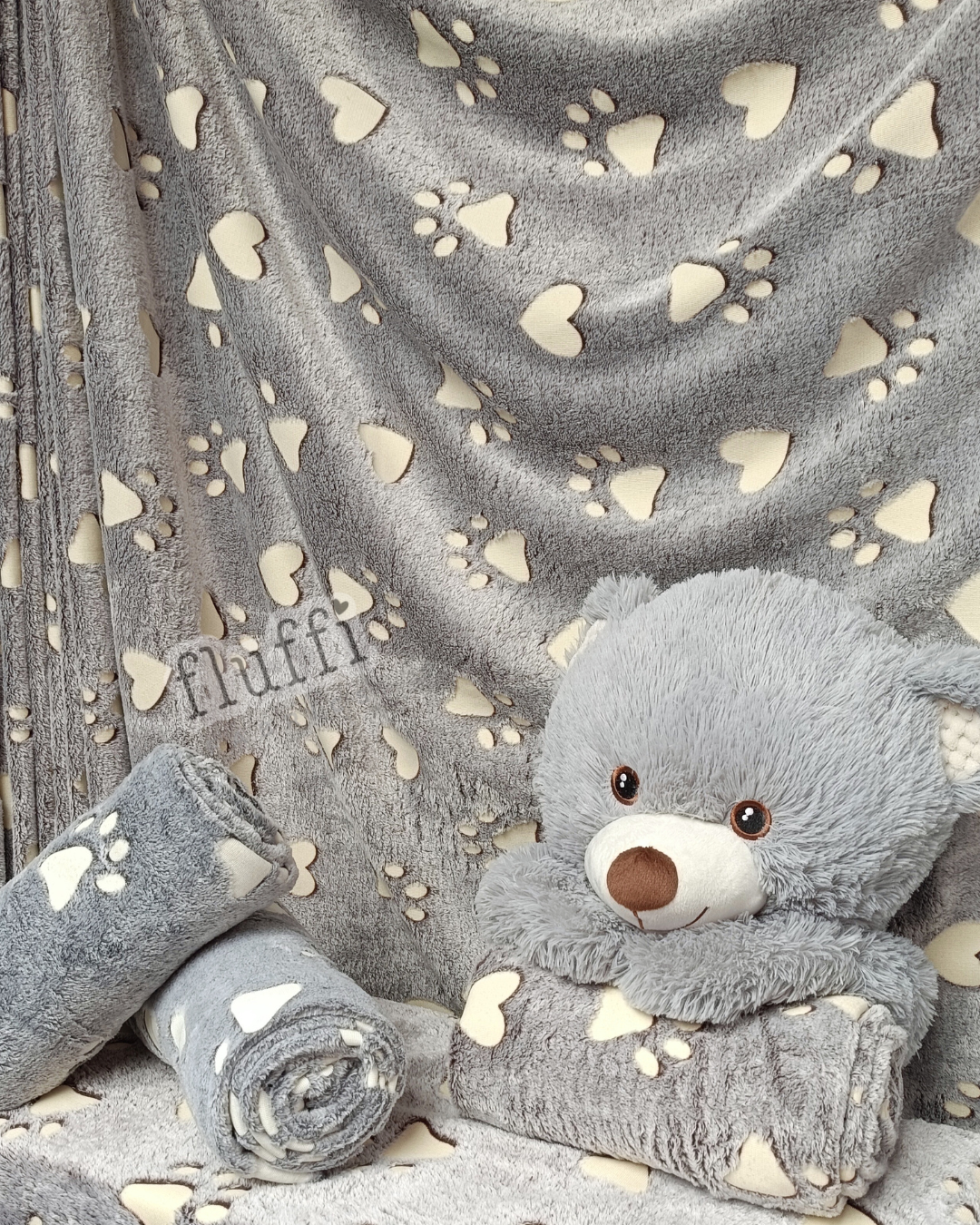 Cuddle Plush Glow In The Dark Ultra Soft Fleece Fabric- Love Paws SQ762