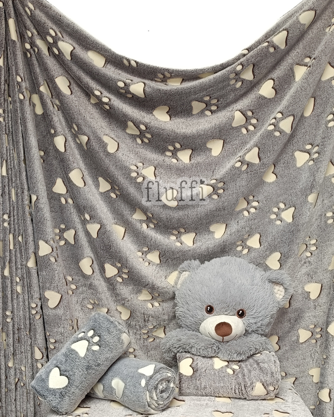 Cuddle Plush Glow In The Dark Ultra Soft Fleece Fabric- Love Paws SQ762