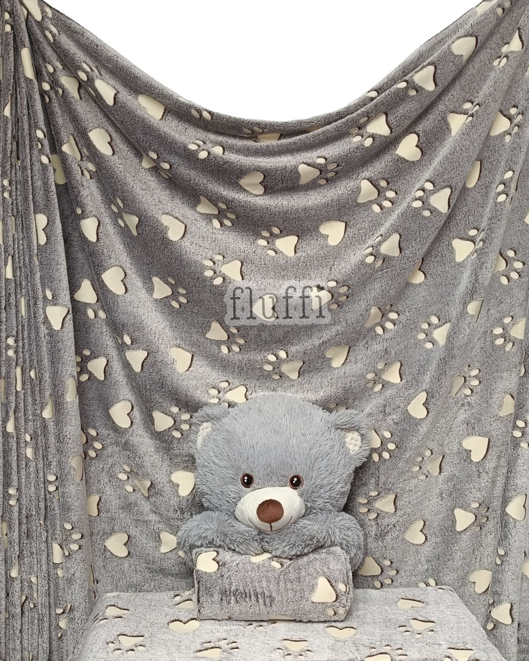 Cuddle Plush Glow In The Dark Ultra Soft Fleece Fabric- Love Paws SQ762
