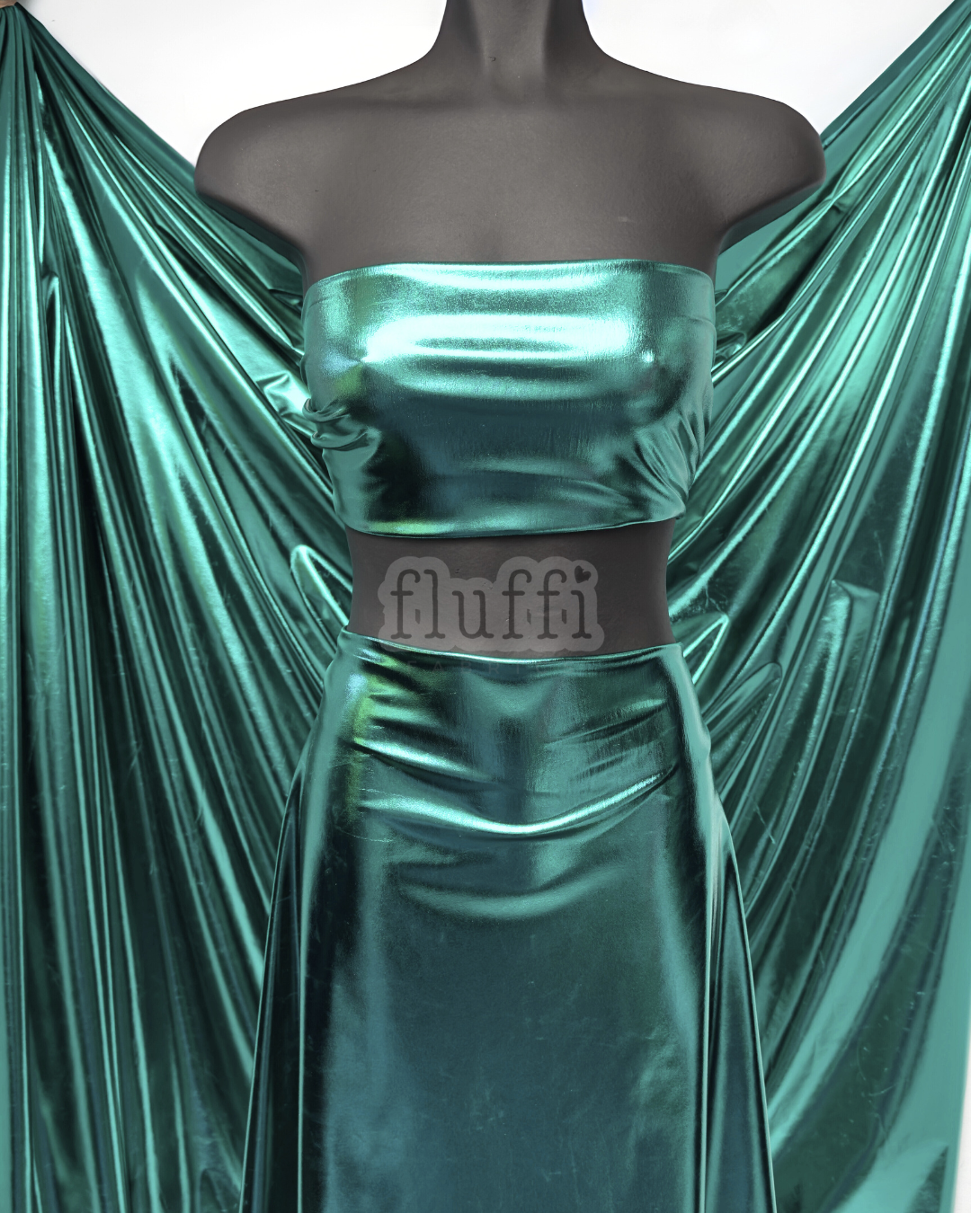 Wet Look Foil Stretch Spandex Fabric- NG253 Marine Blue