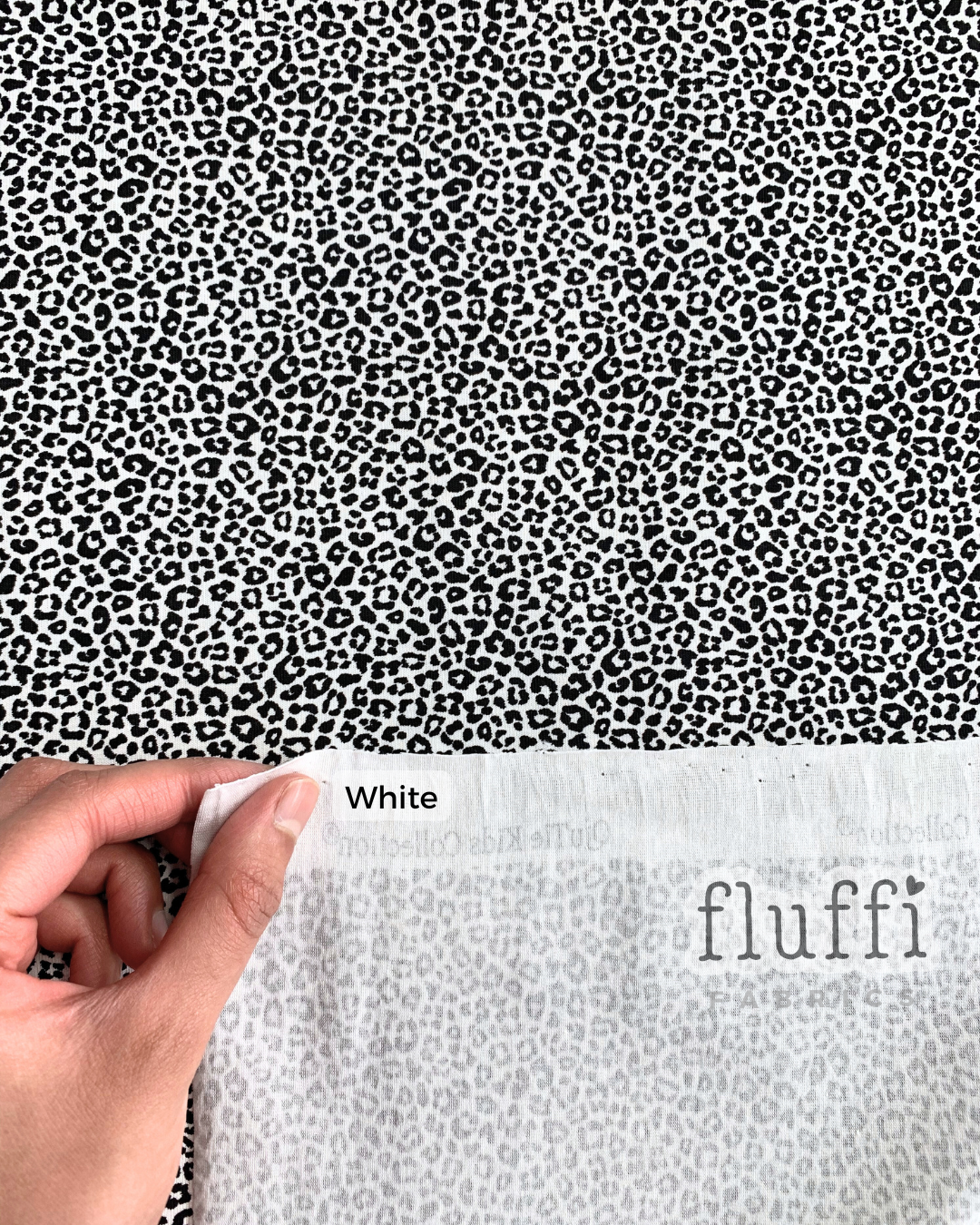 Organic Cotton Elastane Jersey 4 Way Stretch Fabric - Prints Mini Leopard White SQ765