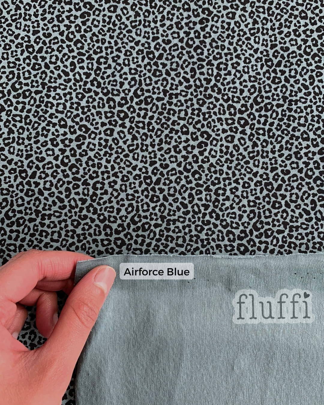 Organic Cotton Elastane Jersey 4 Way Stretch Fabric - Prints Mini Leopard Airforce Blue SQ765