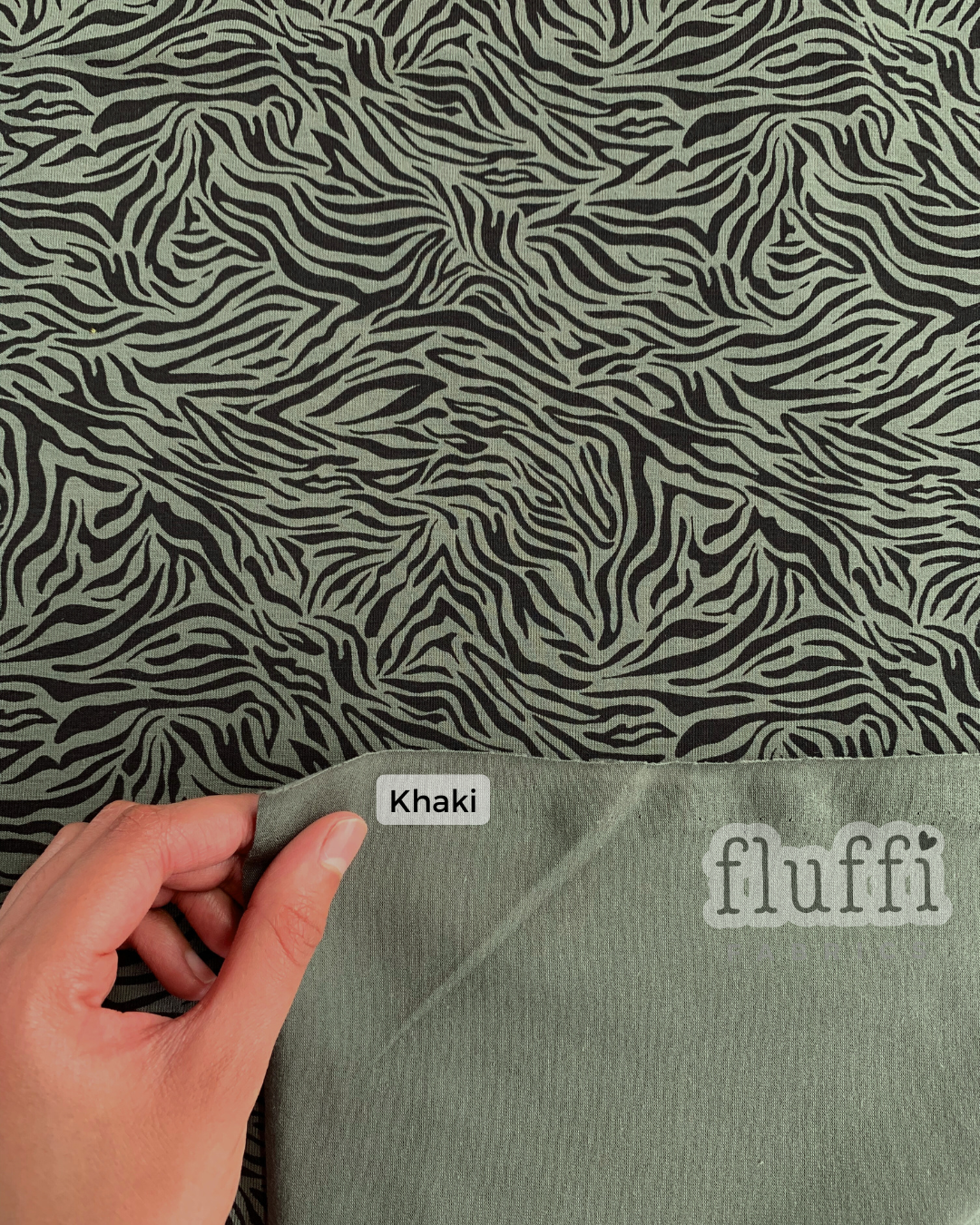 Organic Cotton Elastane Jersey 4 Way Stretch Fabric - Prints Mini Tiger Khaki SQ766