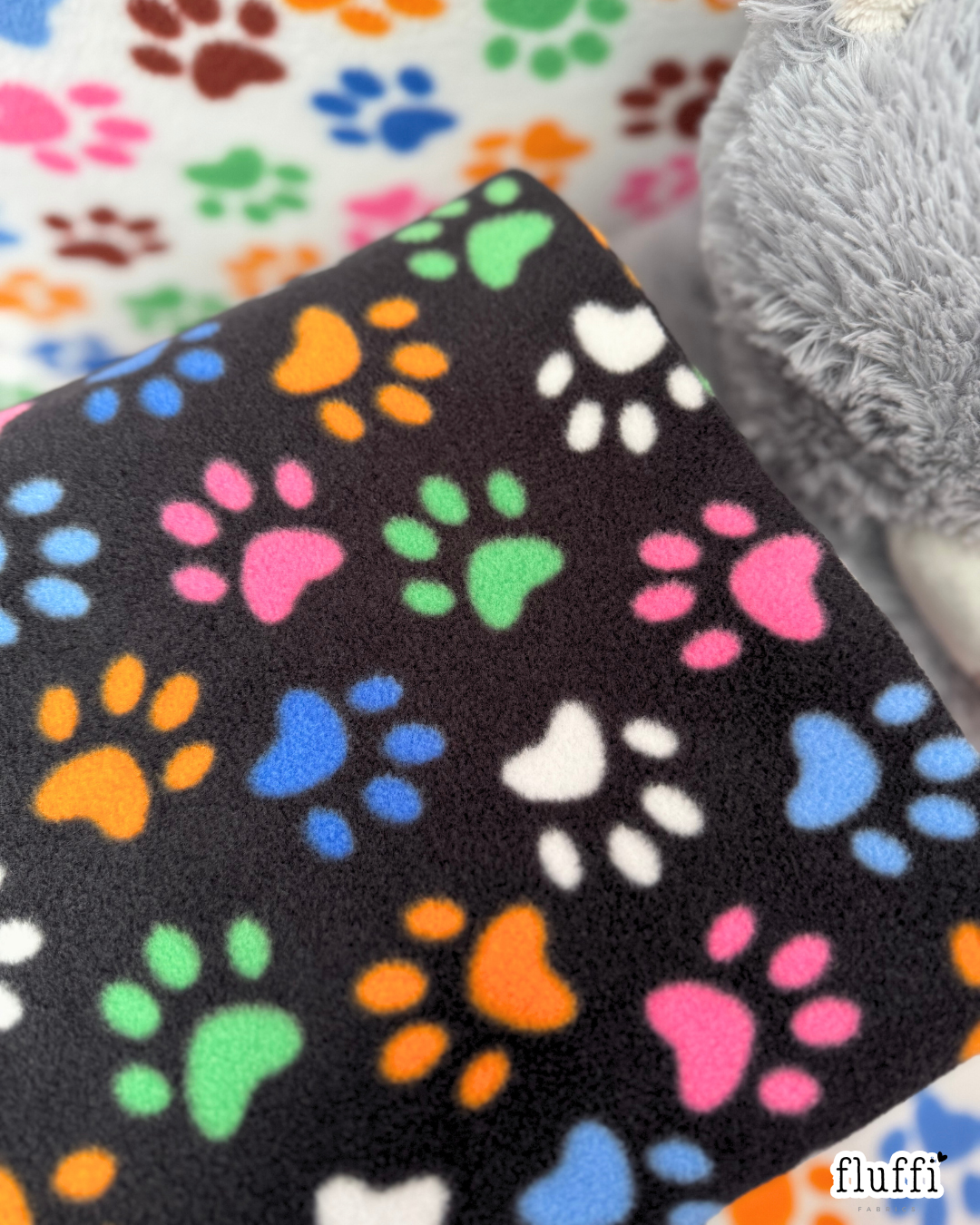 Polar Fleece Printed Anti-Pill Soft Washable Fabric - Multi Paws