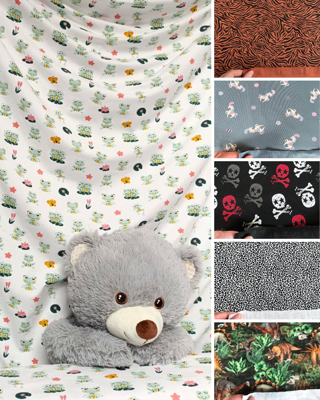 Organic Cotton Elastane Jersey 4 Way Stretch Fabric - Prints Mini Leopard Airforce Blue SQ765