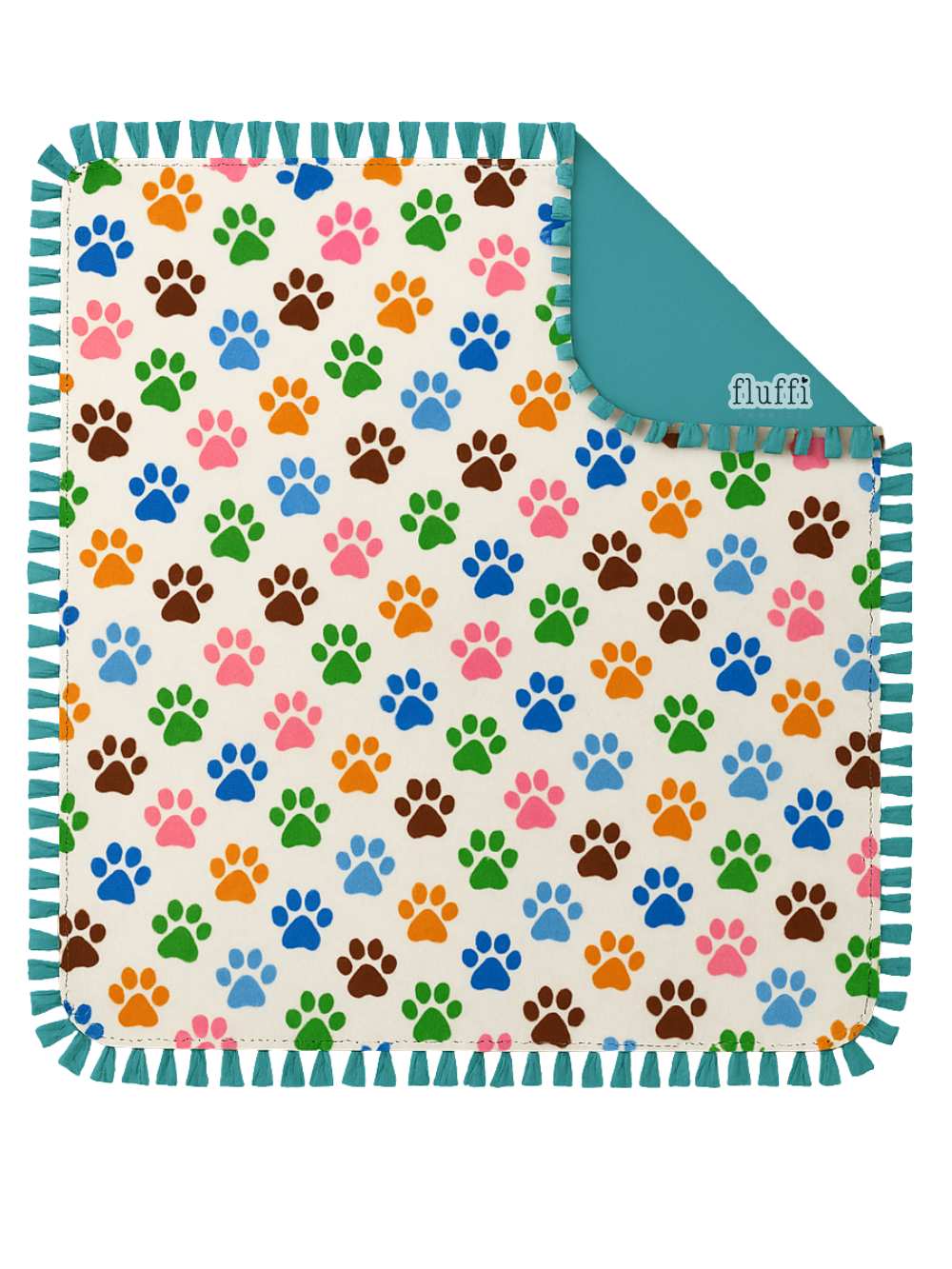 Make Your Own No Sew Blanket DIY Kit Multi Paws- Cream