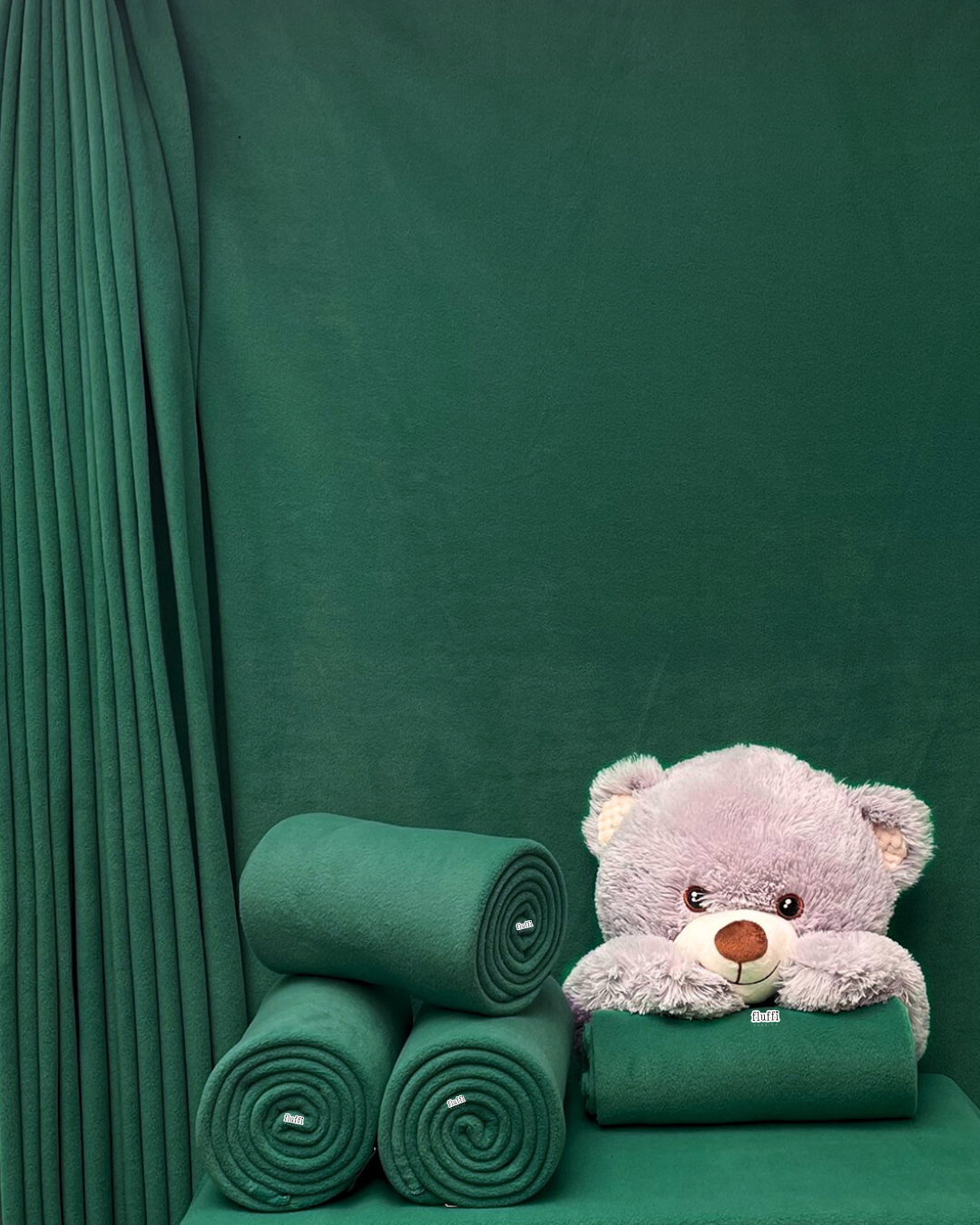 Polar Fleece Anti-Pill Soft Washable Fabric - Solid Colours Bottle Green