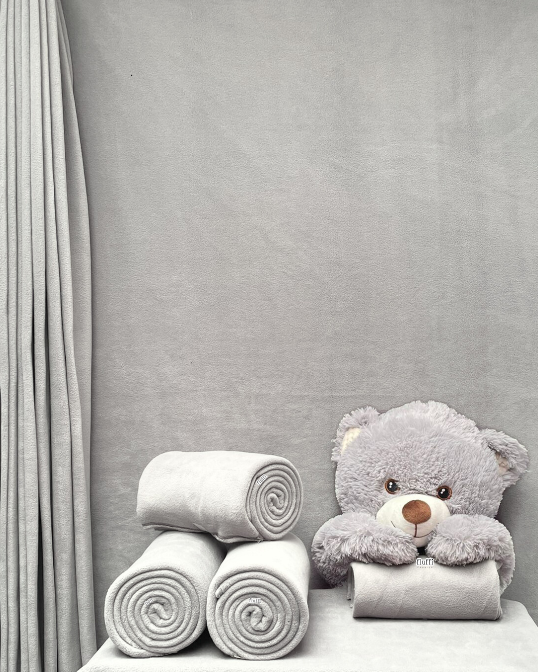 Polar Fleece Anti-Pill Soft Washable Fabric - Solid Colours Light Grey