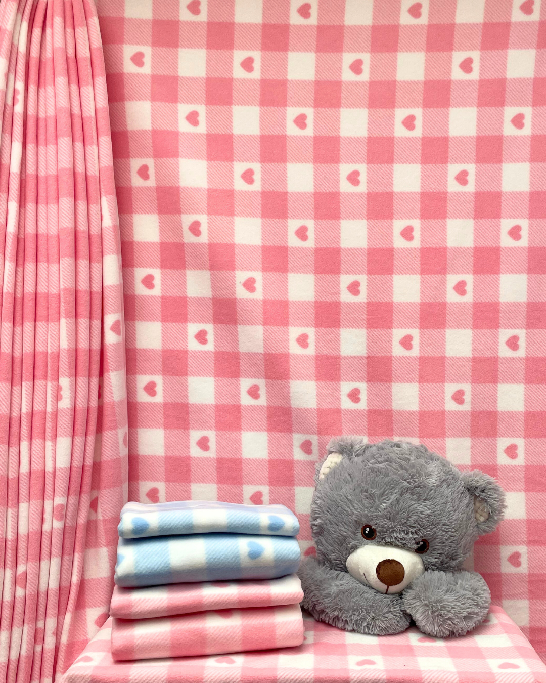 Polar Fleece Printed Anti-Pill Soft Washable Fabric - Patch Hearts