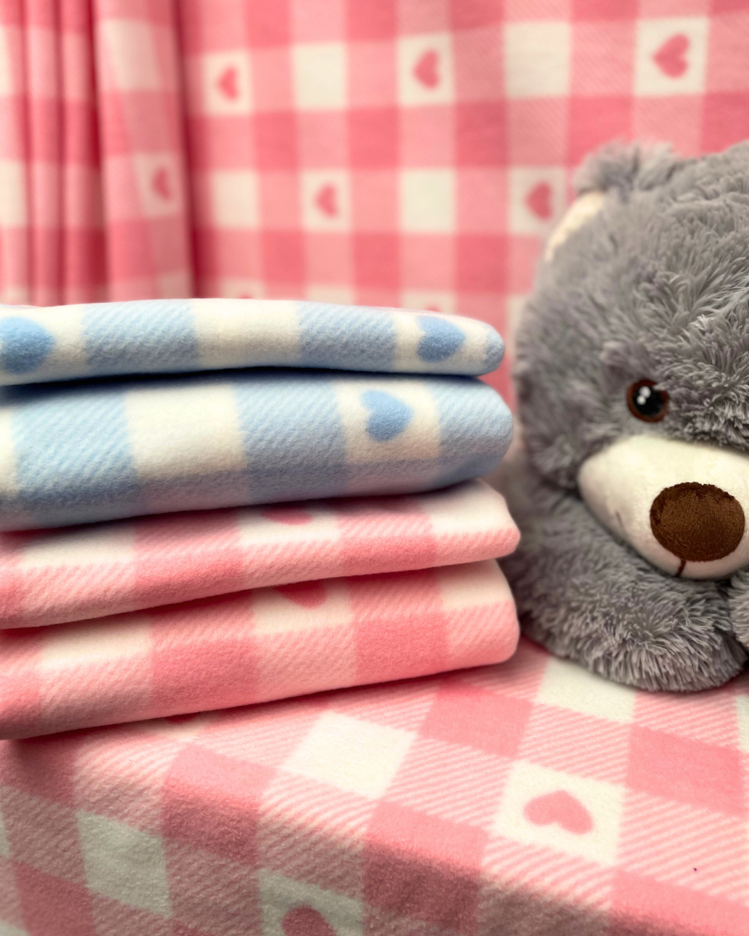 Polar Fleece Printed Anti-Pill Soft Washable Fabric - Patch Hearts