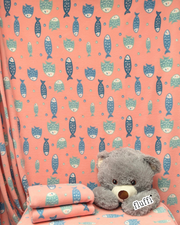 Polar Fleece Printed Anti-Pill Soft Washable Fabric - Pink Fishes