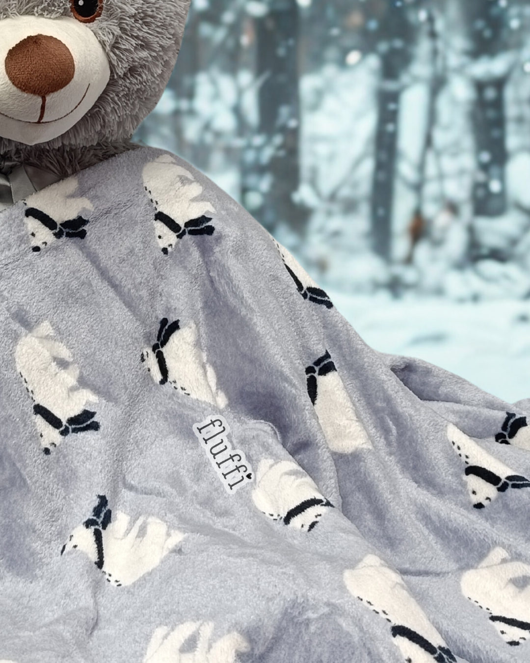 Ready Made Blanket- Grey Polar Bears