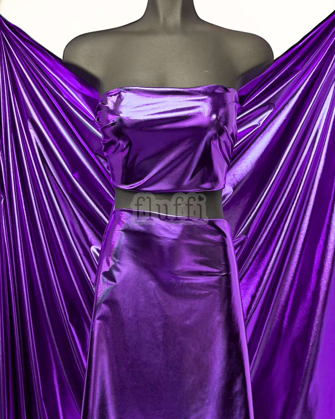 Wet Look Foil Stretch Spandex Fabric- NG253 Purple