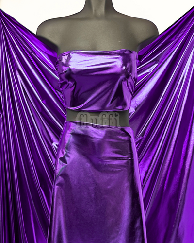 Wet Look Foil Stretch Spandex Fabric- NG253 Purple