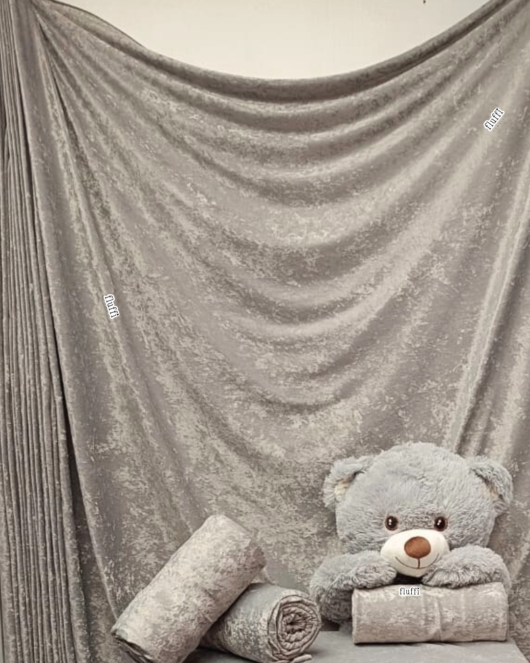 Crushed Velour Draping Decor Fabric Q156 Cloud Grey