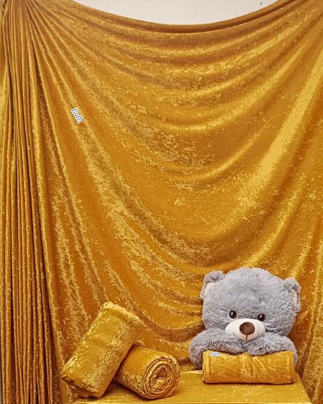 Crushed Velour Draping Decor Fabric Q156 Mustard