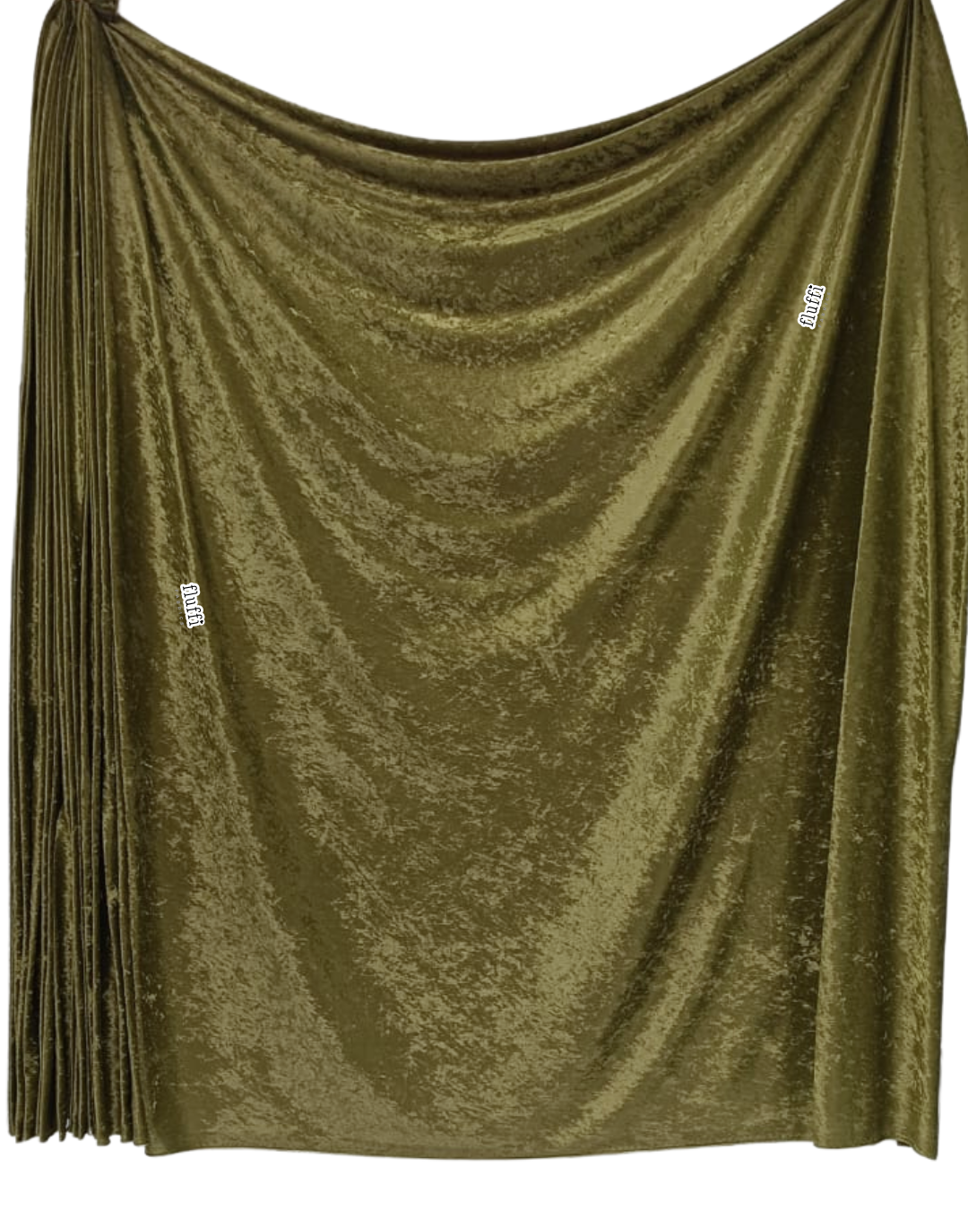 Crushed Velour Draping Decor Fabric Q156 Olive