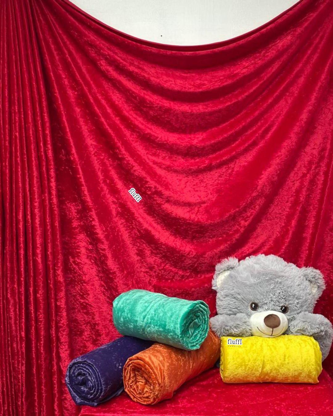 Crushed Velour Draping Decor Fabric Q156 Red