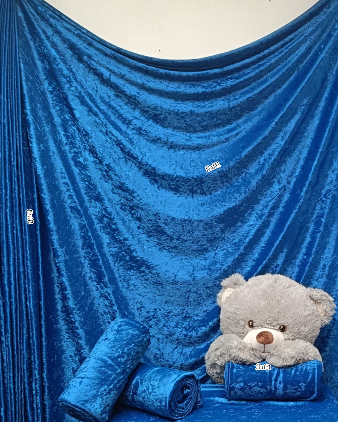 Crushed Velour Draping Decor Fabric Q156 Royal Blue