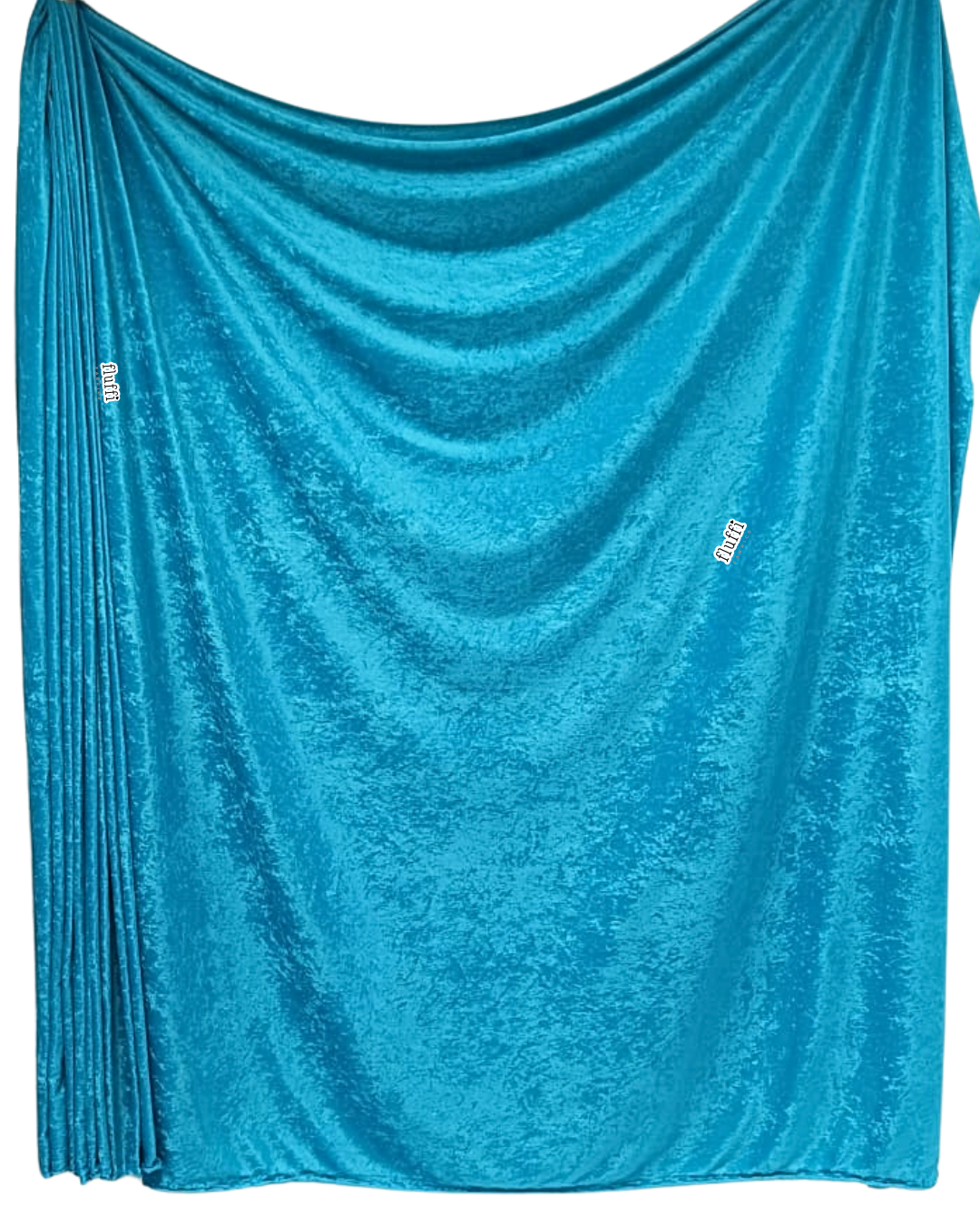 Crushed Velour Draping Decor Fabric Q156 Turquoise