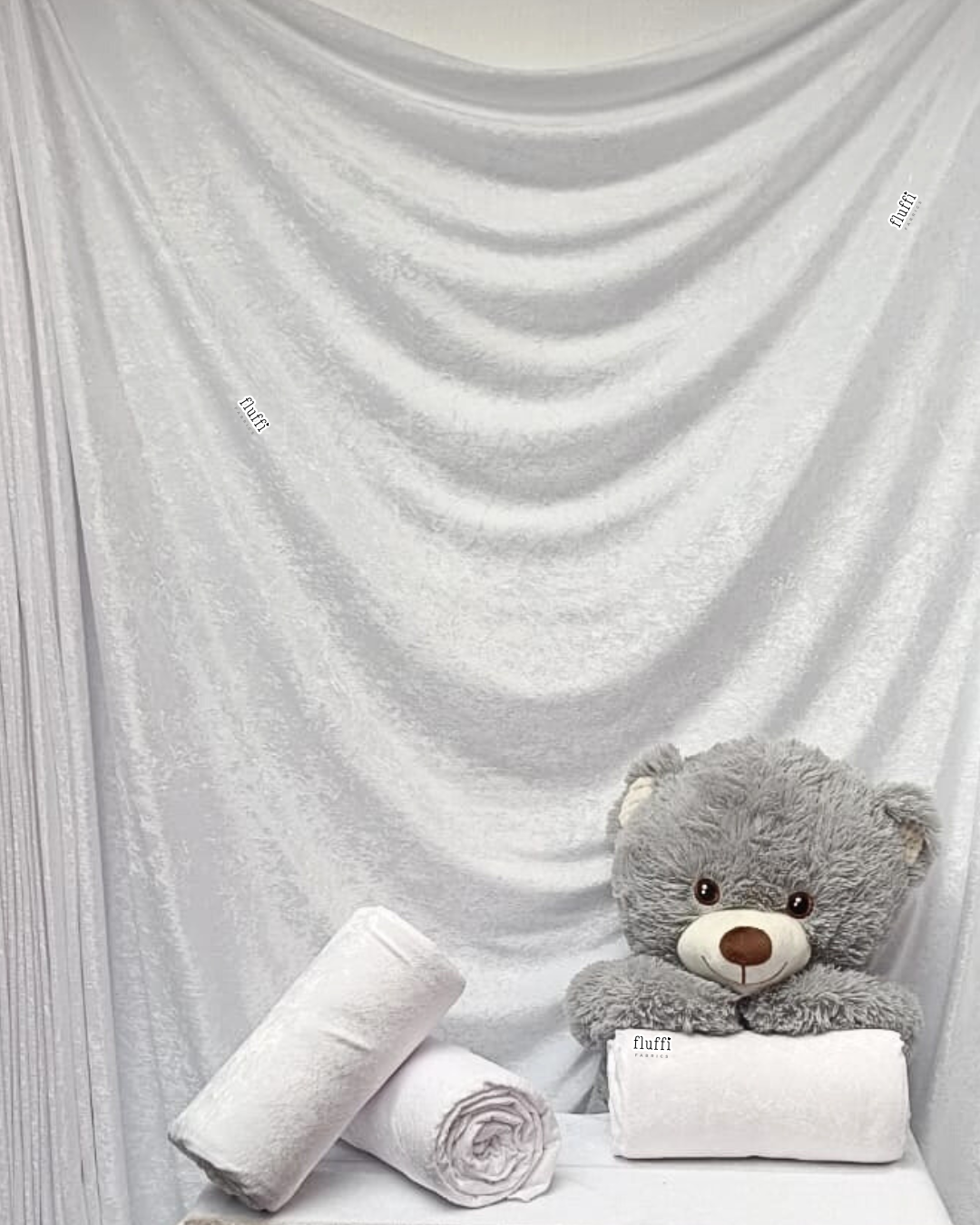 Crushed Velour Draping Decor Fabric Q156 White