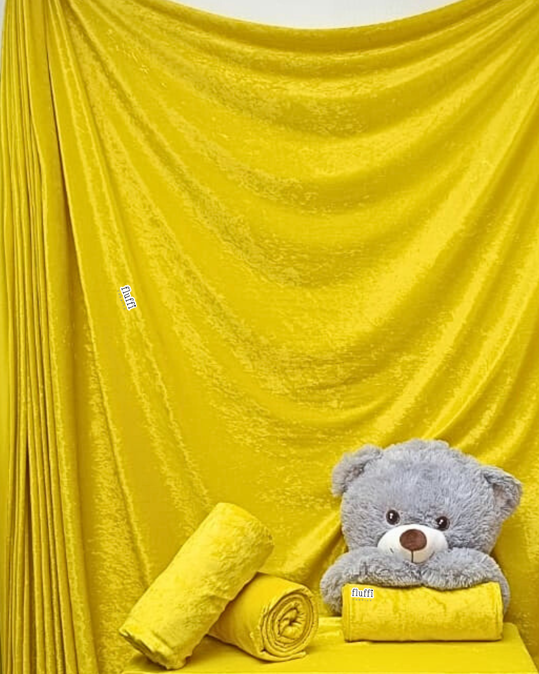 Crushed Velour Draping Decor Fabric Q156 Yellow