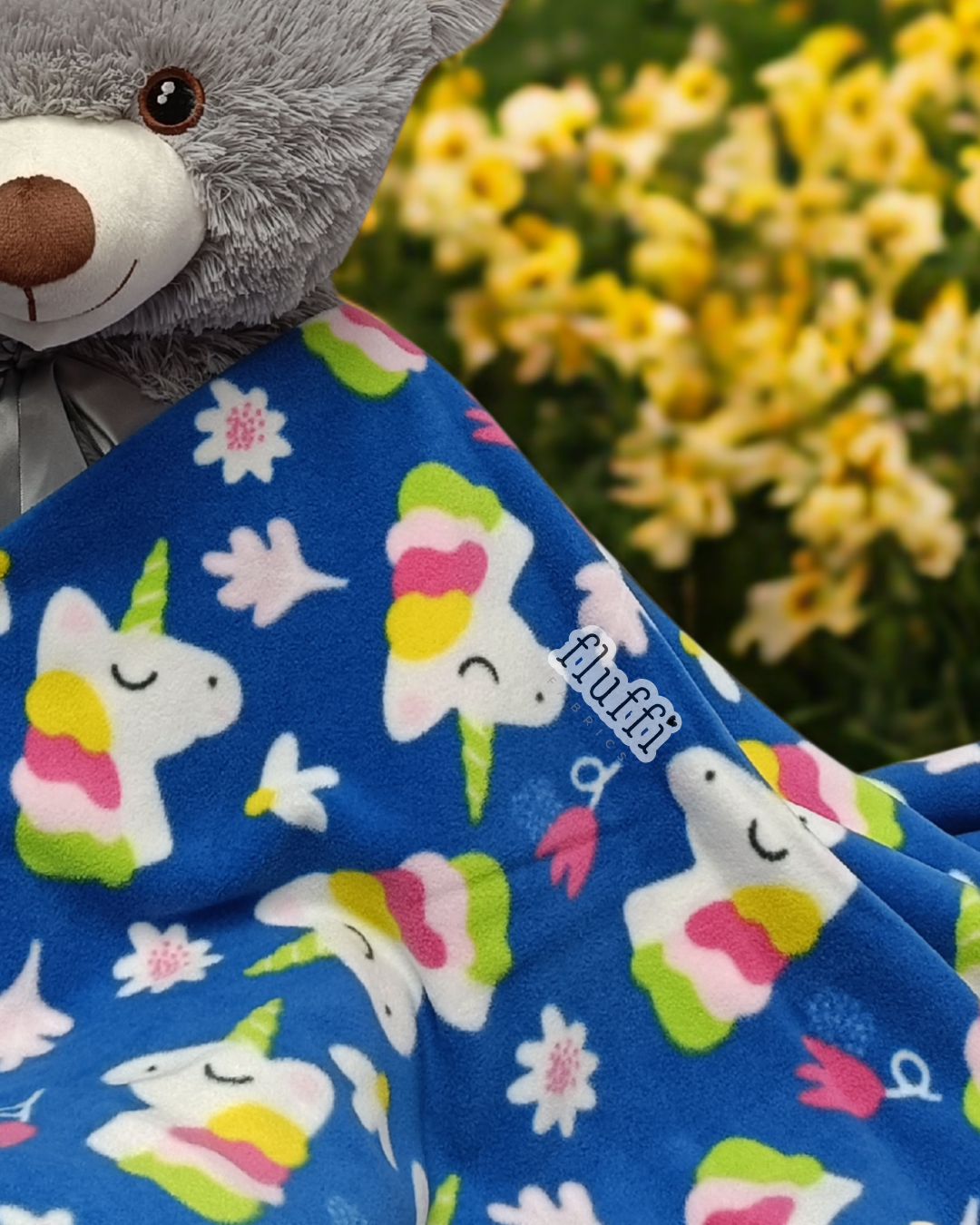 Ready Made Blanket- Blue Unicorns