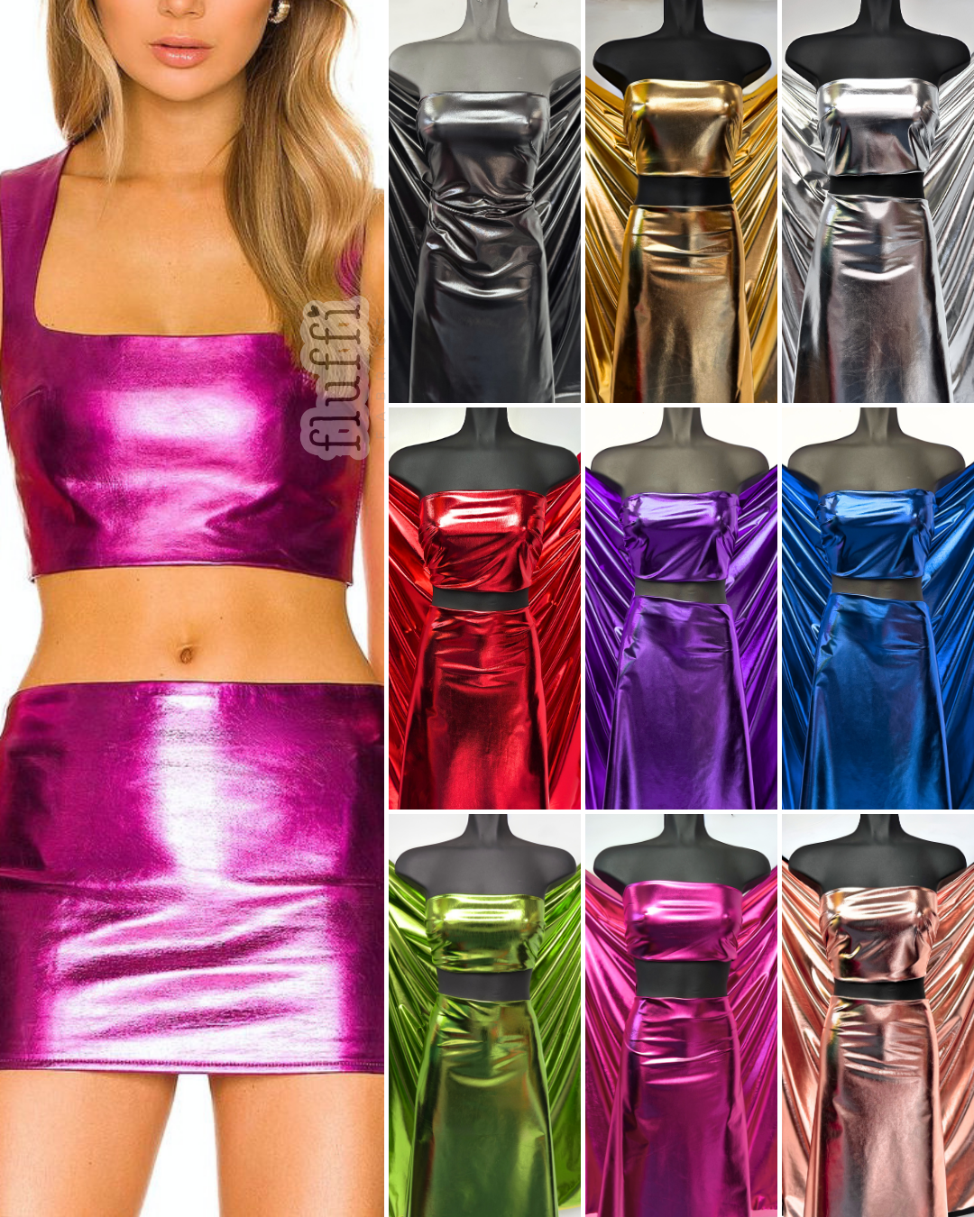 Wet Look Foil Stretch Spandex Fabric- NG253 Marine Blue