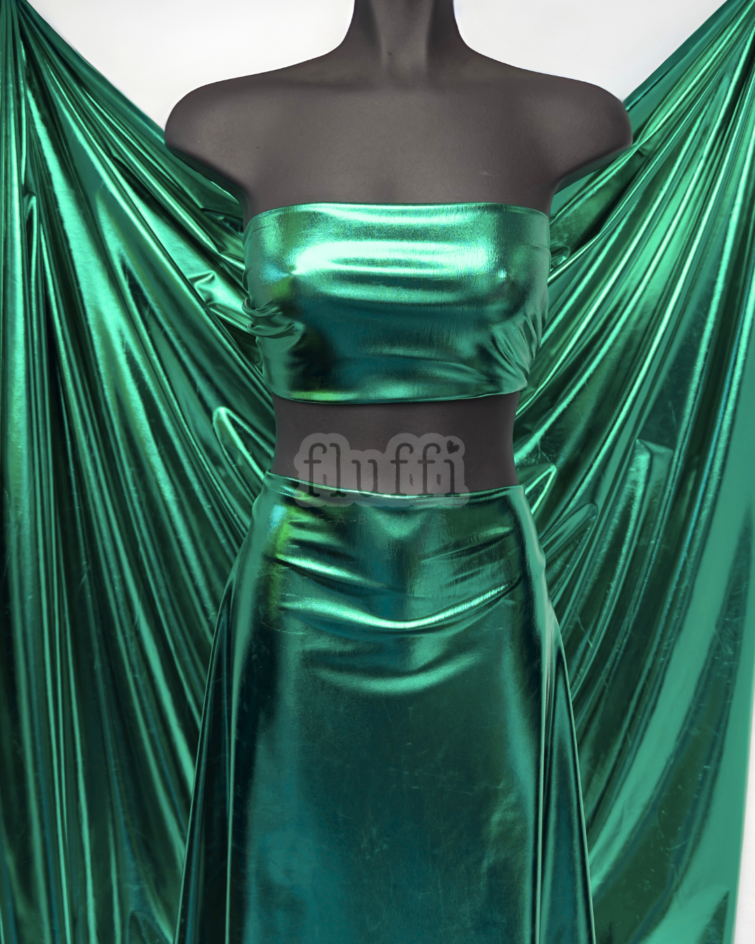 Wet Look Foil Stretch Spandex Fabric- NG253 Sea Green