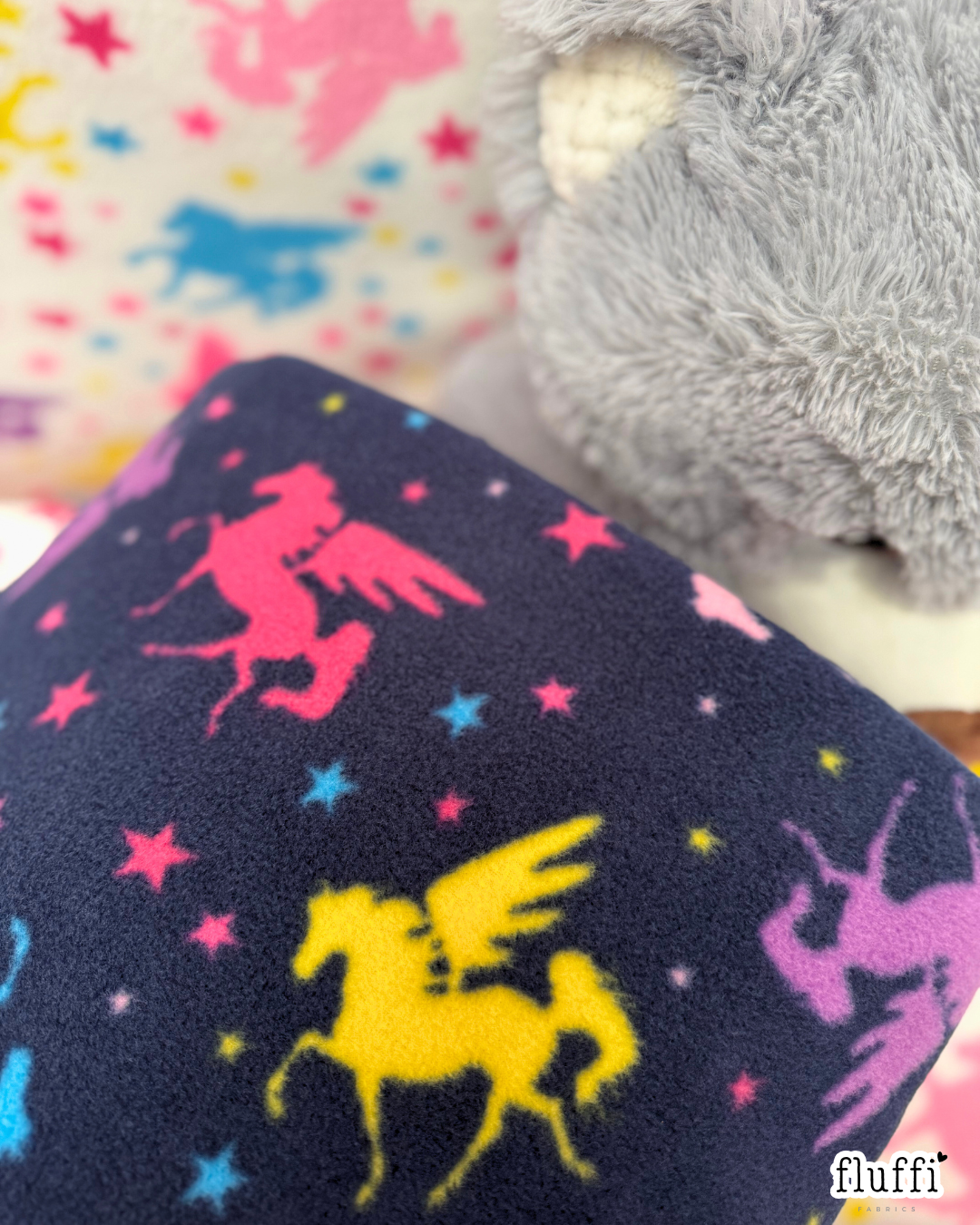 Polar Fleece Printed Anti-Pill Soft Washable Fabric - Stardust Unicorns SQ896