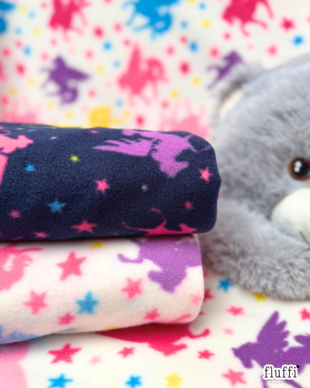 Polar Fleece Printed Anti-Pill Soft Washable Fabric - Stardust Unicorns SQ896