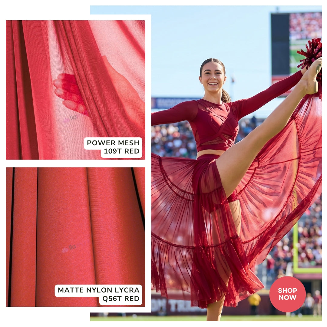 Matte Nylon Lycra 4 Way Stretch Swim Dance Fabric Q56T Red