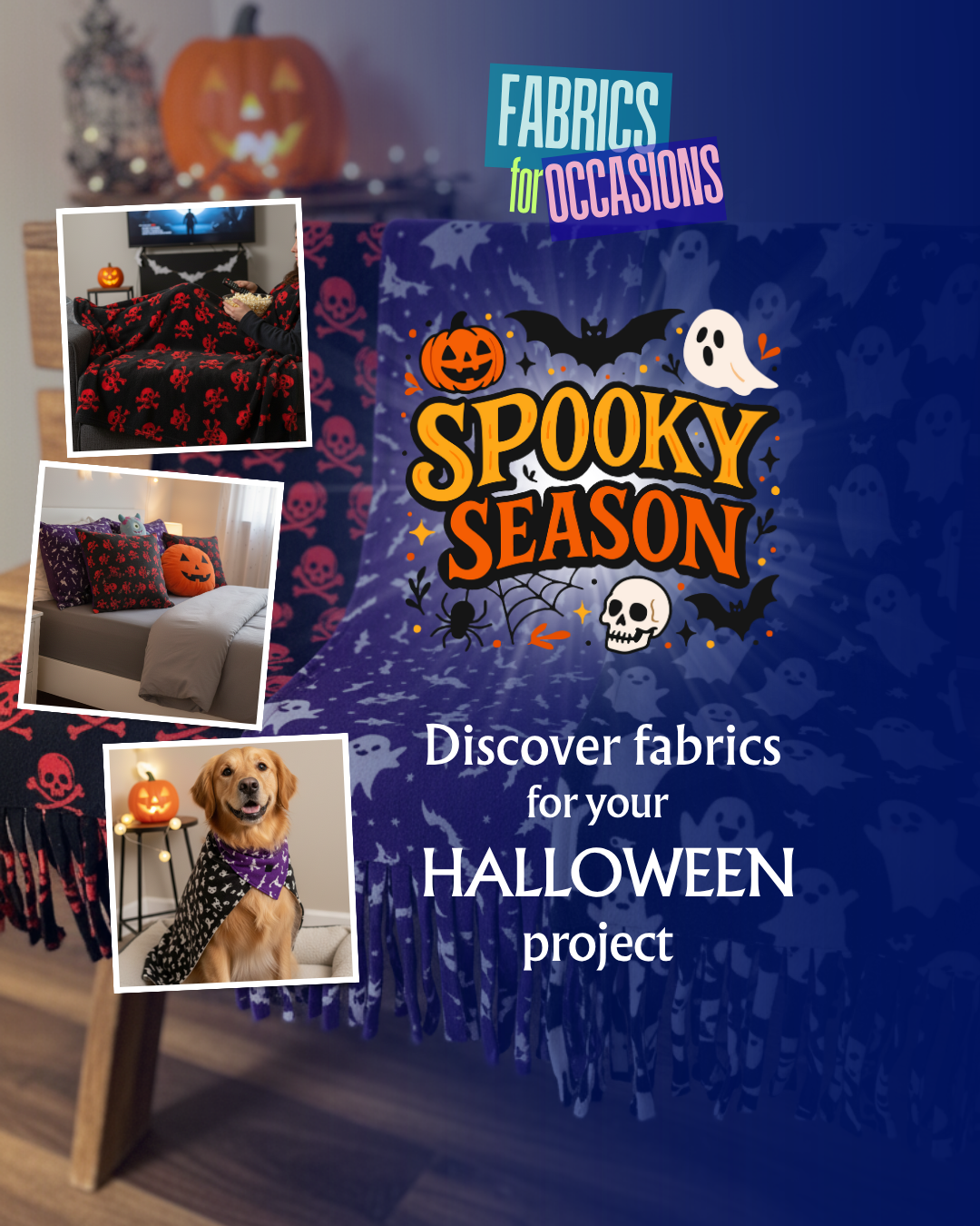 Luxurious Double Sided Bonded Anti-Pill Fleece- Halloween Prints SQ799