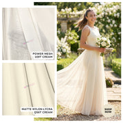 Matte Nylon Lycra 4 Way Stretch Swim Dance Fabric Q56T Cream