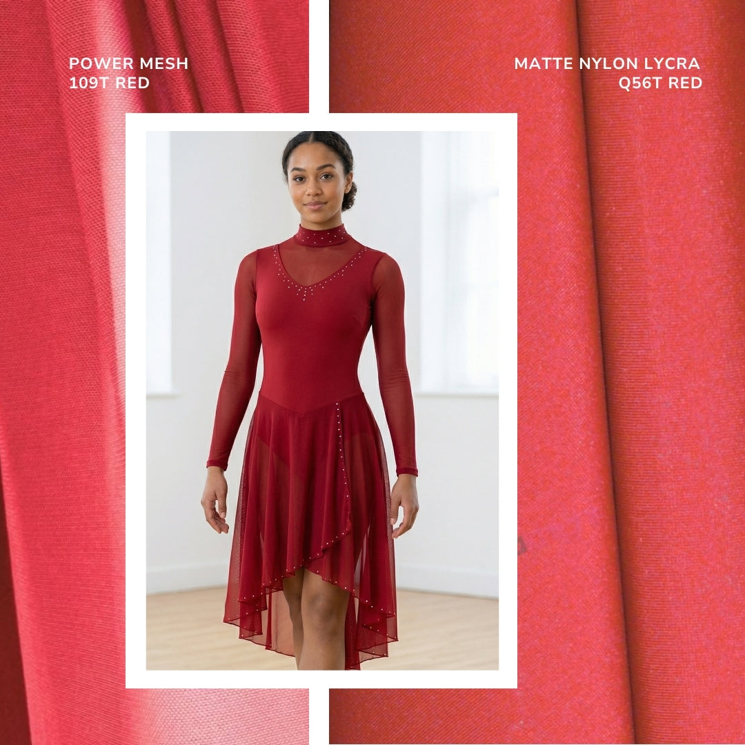 Power Mesh 4 Way Stretch Dressmaking Material- 109T Red
