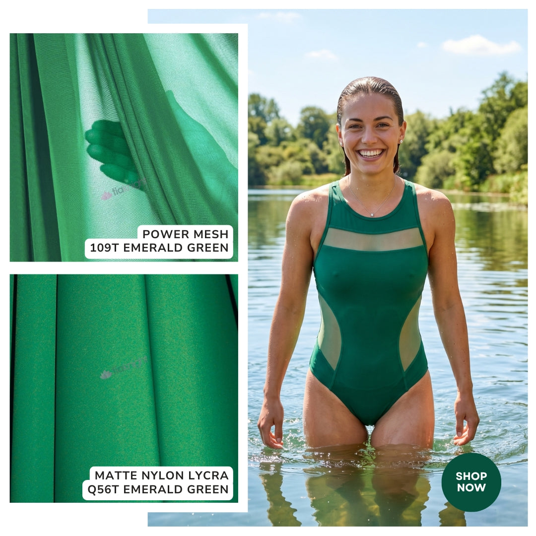 Matte Nylon Lycra 4 Way Stretch Swim Dance Fabric Q56T Emerald Green