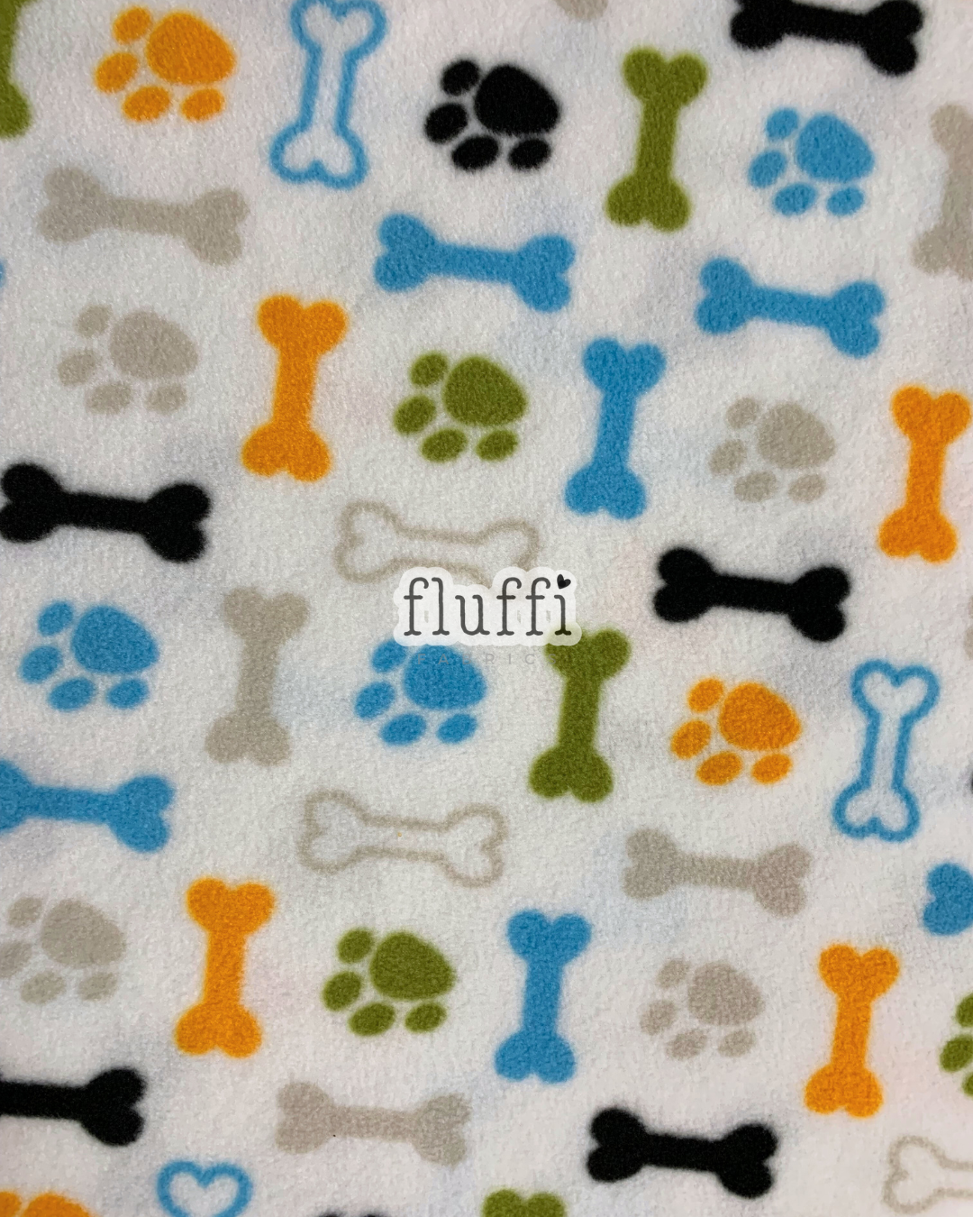 Polar Fleece Printed Anti-Pill Soft Washable Fabric - Bones & Paws Ivory/Multi SQ812 IVMLT
