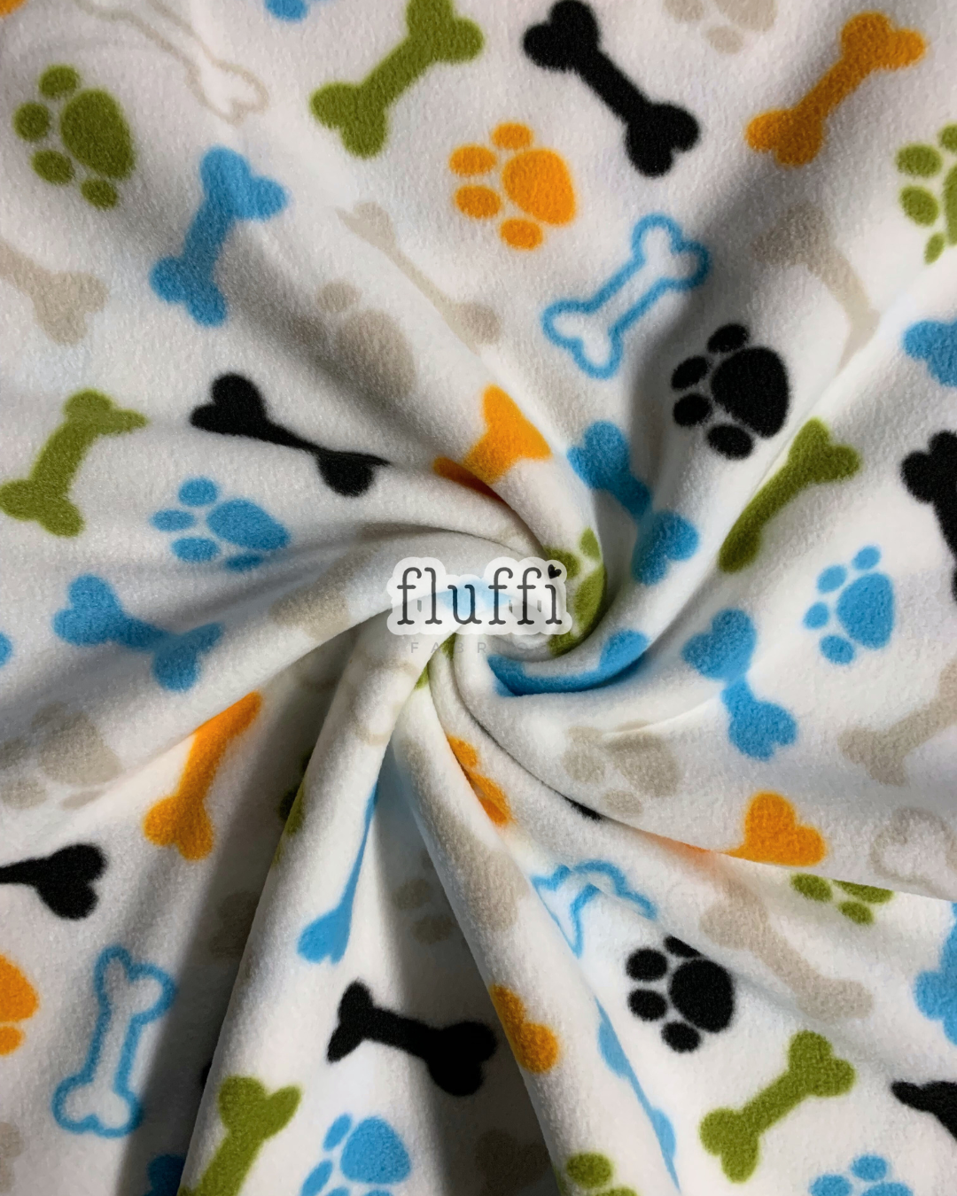 Polar Fleece Printed Anti-Pill Soft Washable Fabric - Bones & Paws Ivory/Multi SQ812 IVMLT